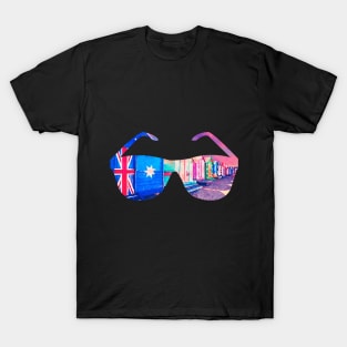 Brighton Bathing Boxes Sunglasses Watercolor Art T-Shirt